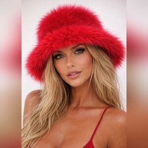 Faux Fur Bucket Hat, Adjustable!